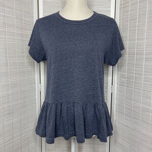 The Great. Ruffle Hem Shirt Blue Size S
